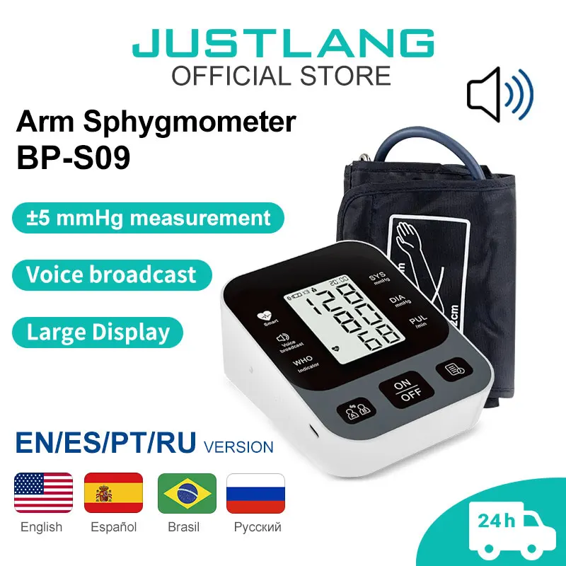 Multilingual Digital Arm Blood Pressure Monitor 32 Cuff Portable Medical Tonometer Baumanometer Device Tensiometer Of Spanish