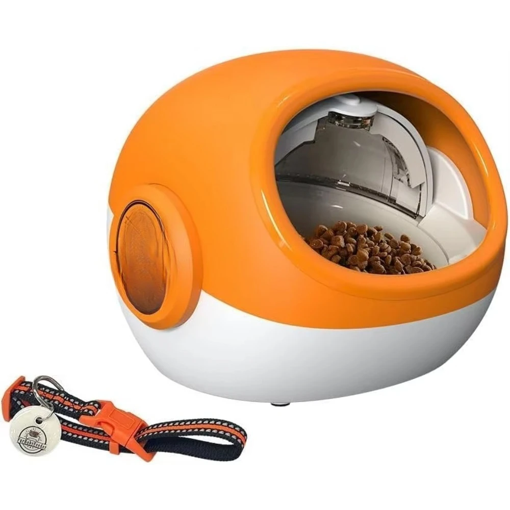 Automatic Multi-Pet Food Dispenser, Orange Pet Feeder Suitable for Dogs & Cats