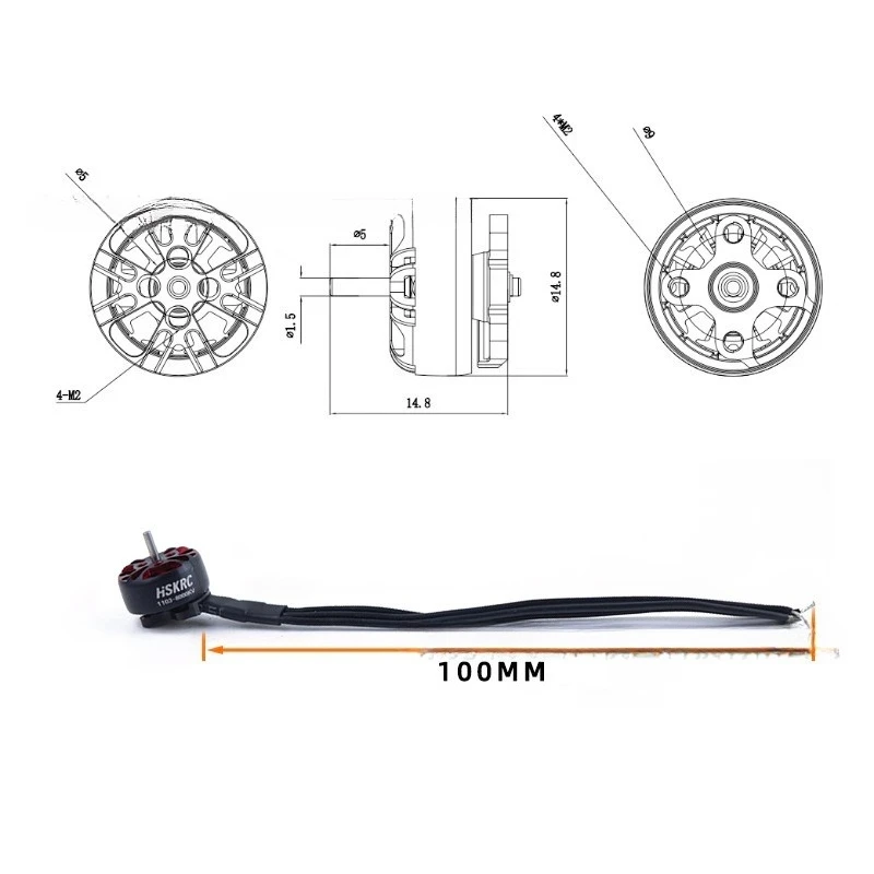 

электромобиль HSKRC 1103 8000kv 2 inch indoor toothpick small four-axis crossing machine motor 2-3S brushless motor dji iflight