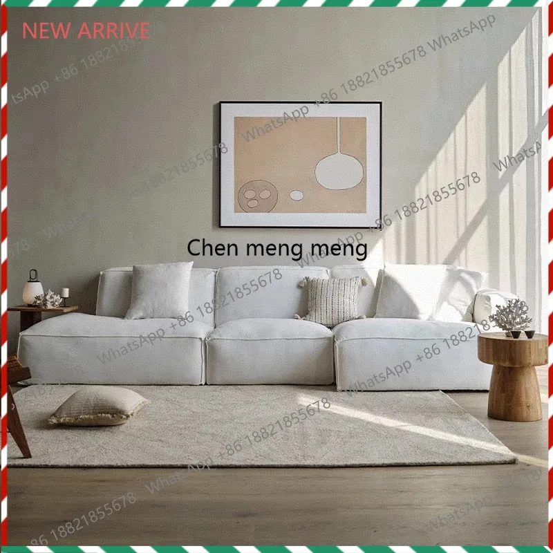 

Great discounts Linen fully removable and washable sofa living room simple cotton and linen fabric sofa tofu block high-end whit