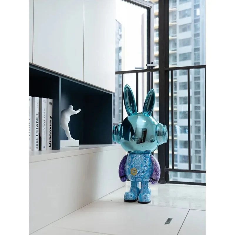 Home Decoration Nordic Designer Lucky Rabbit Sculptures And Figurines Light Luxury Room Decor Large Landing Electroplate Statue
