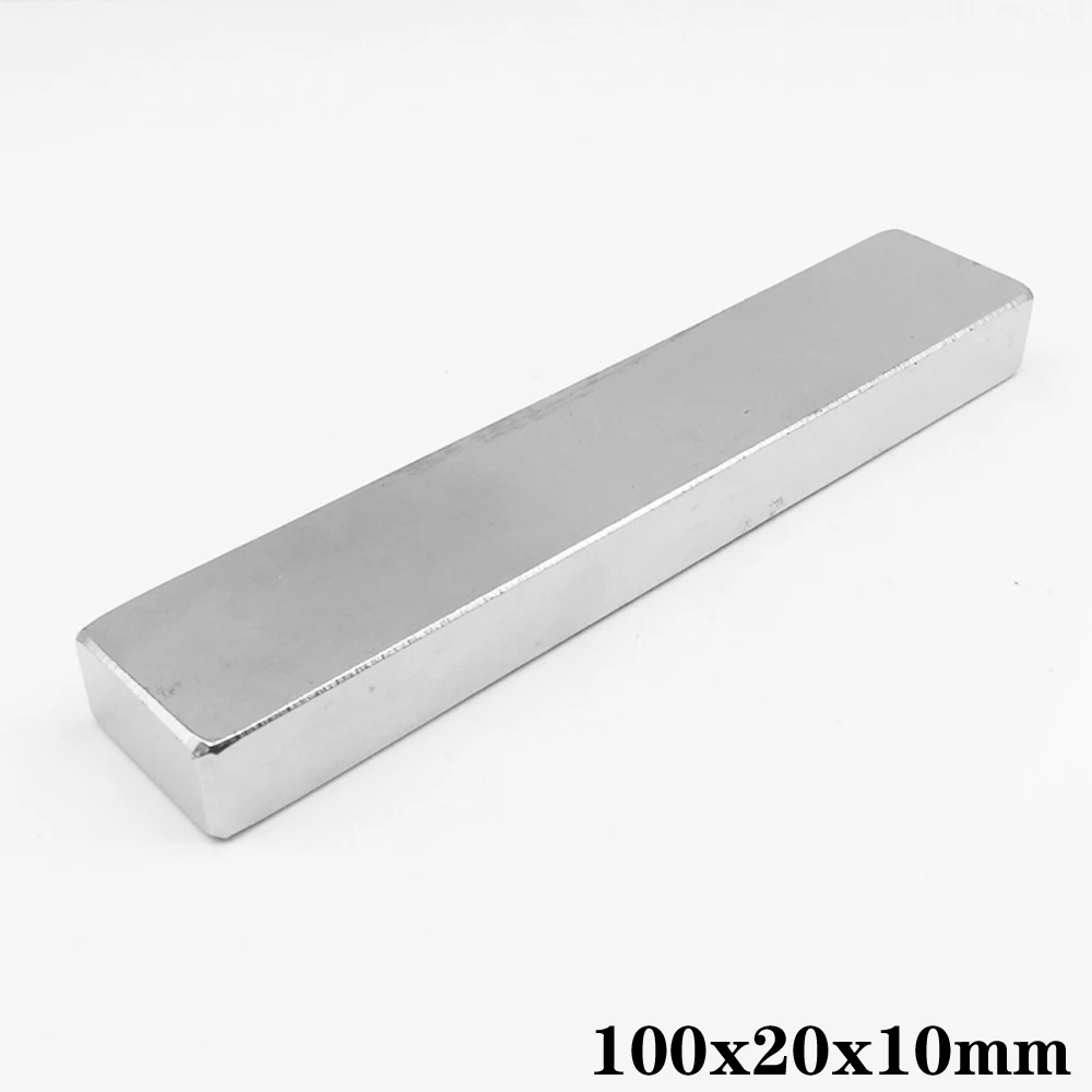 Imanes potentes de neodimio de hoja más larga, imanes permanentes fuertes NdFeB de 100x20x10mm, 100x20x10mm, 1/2/3 Uds.