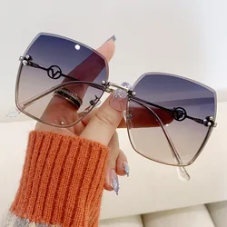 Glamour Women Brand Sunglasses Luxury Rimless Female Sun Glasses Stylish Trend Ladies Eyewear UV400
