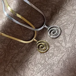 Fashion Simple Stainless Steel Gold/Silver Color Vortex Swirl Pendant Necklaces For Women Jewelry Accessories Party Gifts