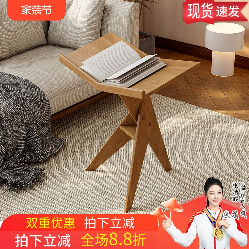 magazine Solid wood bookshelf, stand, reading rack, study room, floor-standing display, French-style small side table, newspaper