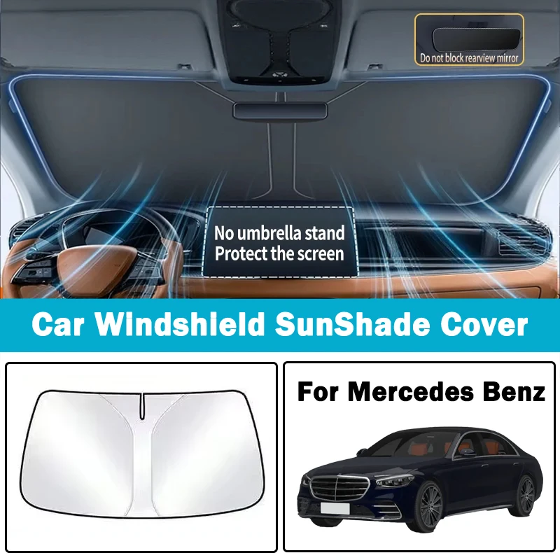 

Car Sun Visor For Mercedes-Benz A-Class W177 2018~2025 Front Windshield Sunshade Heat Insulation Summer Cooling Auto Accessories