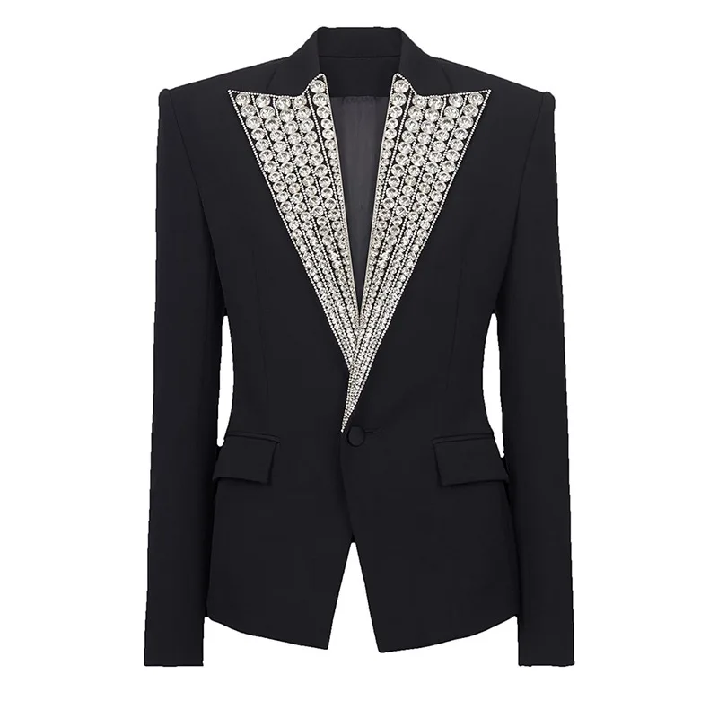 

Heavy-duty diamond-studded pearl button single-breasted slim-fit suit