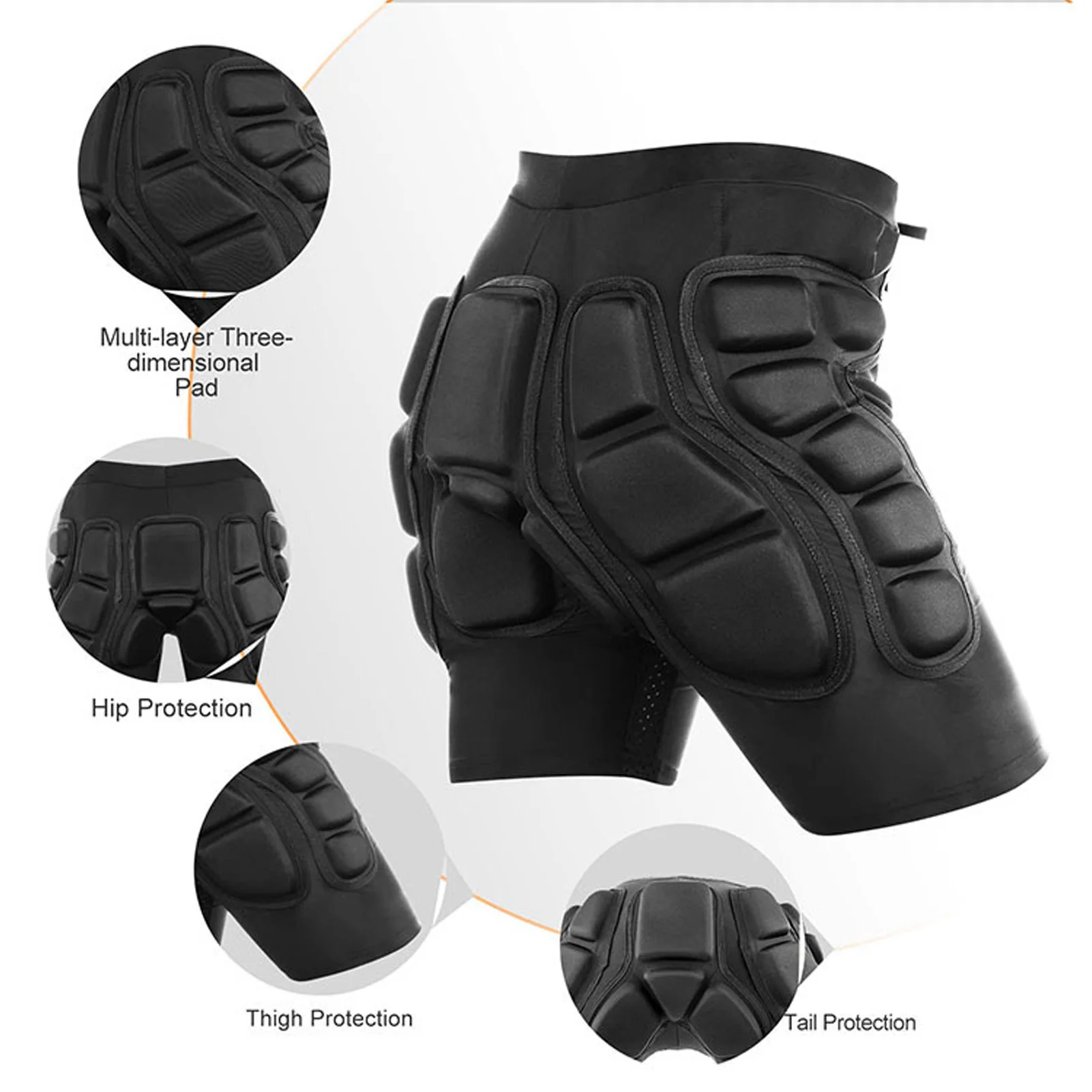 3D Padded Protective Shorts Breathable Thickened Pad Hip Butt Short Pants for Skiing Skating Protective Shorts for Skateboarding
