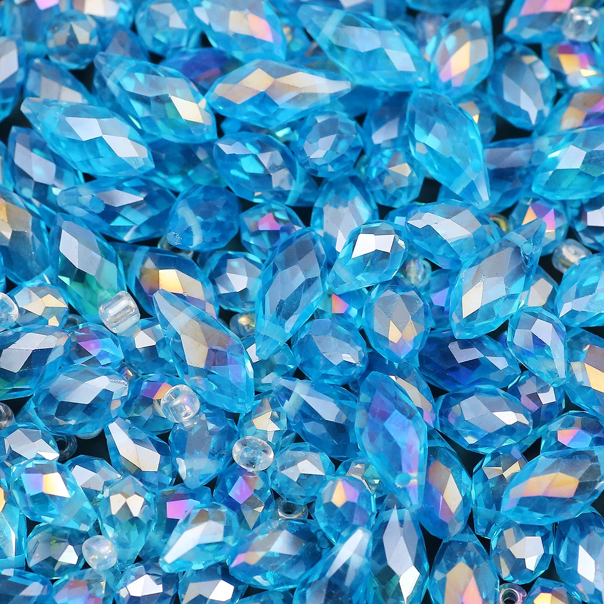 5/6/8MM See Blau AB Farbe Seite-loch Wasser Tröpfchen Lose Österreichischen Kristall Perlen Spacer für DIY Schmuck Machen Charms Zubehör