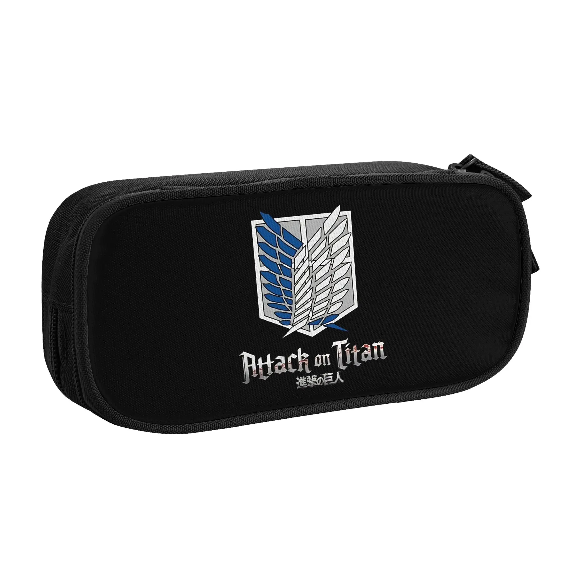 1 Piece Logo Pencil Cases Pen Holder Storage Stationery Attack on Titan Supplies Large Storage Pen Box Pencil Bag for Students
