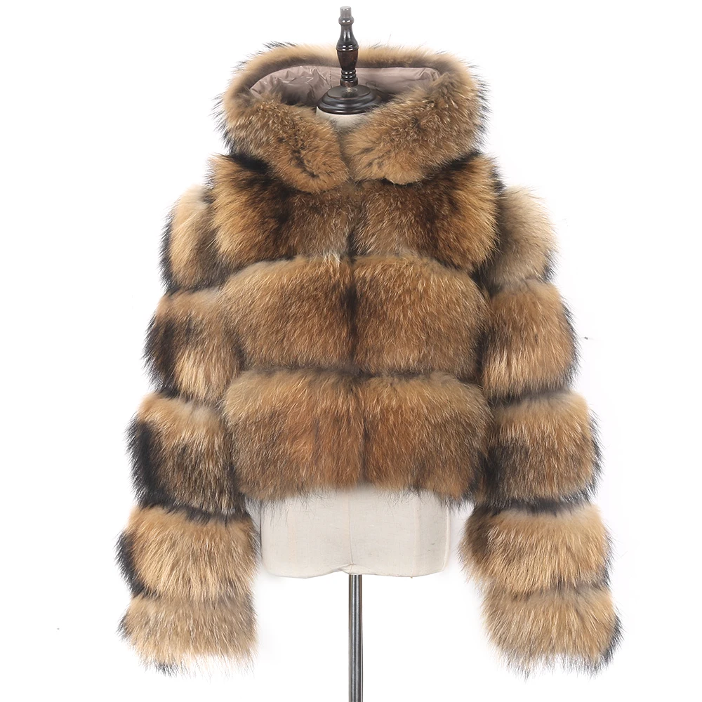 2024 New Winter Removable Jacket Women Big Fluffy Real Fur Coat Natural Raccoon Fur Hood Thick Warm Outerwear Streetwear good