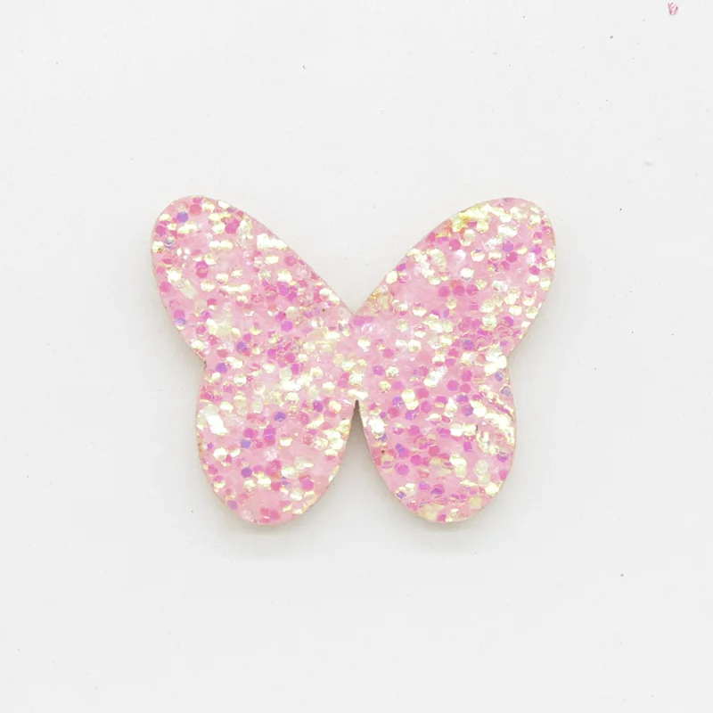 20Pcs 35*28mm Glitter Fabric Nonwoven Padded Patches Sequins Butterfly Appliques for Crafts DIY Hairpin Ornament Hat Decor