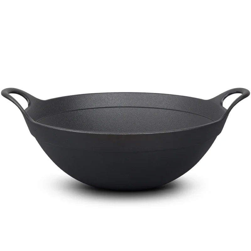 

Deepen Old Style Double Ear Household stir fryer wok 40cm large cast iron pot Frying pan Cast iron pot Household large pot