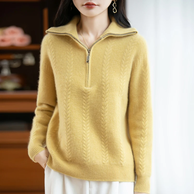 Autumn Winter Women's Turtleneck Solid Knitted Cashmere Pullover Simple 100% Merino Wool Sweater Soft Warm Grace Clothing Tops