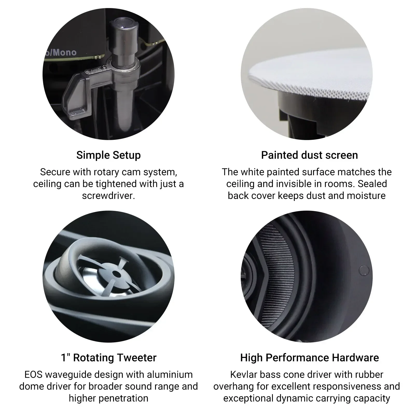 

WBC65 Stereo 6.5" Wireless Multiroom Ceiling Speaker 3.5mm AUX Input 24V Power Easy Installation Web & PC Control