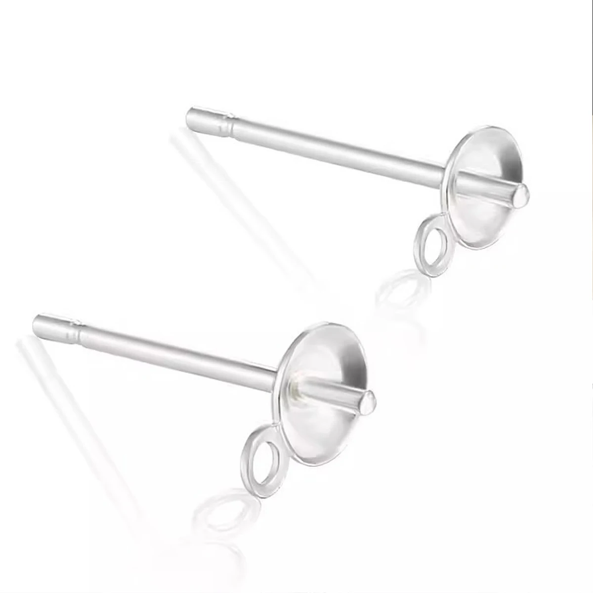 5 Pairs 925 Sterling Silver Earring Posts 3/4mm Setting Pearl Cup For DIY Stud Earrings Jewelry Making Accessory