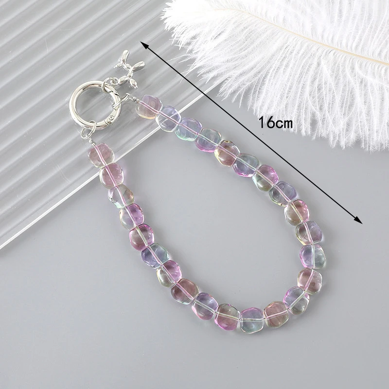 Artificial Crystal Phone Chain For Iphone For Android Anti-lost Mobile Device Camera Hanging Rope Bracelet Keychain Key Rings