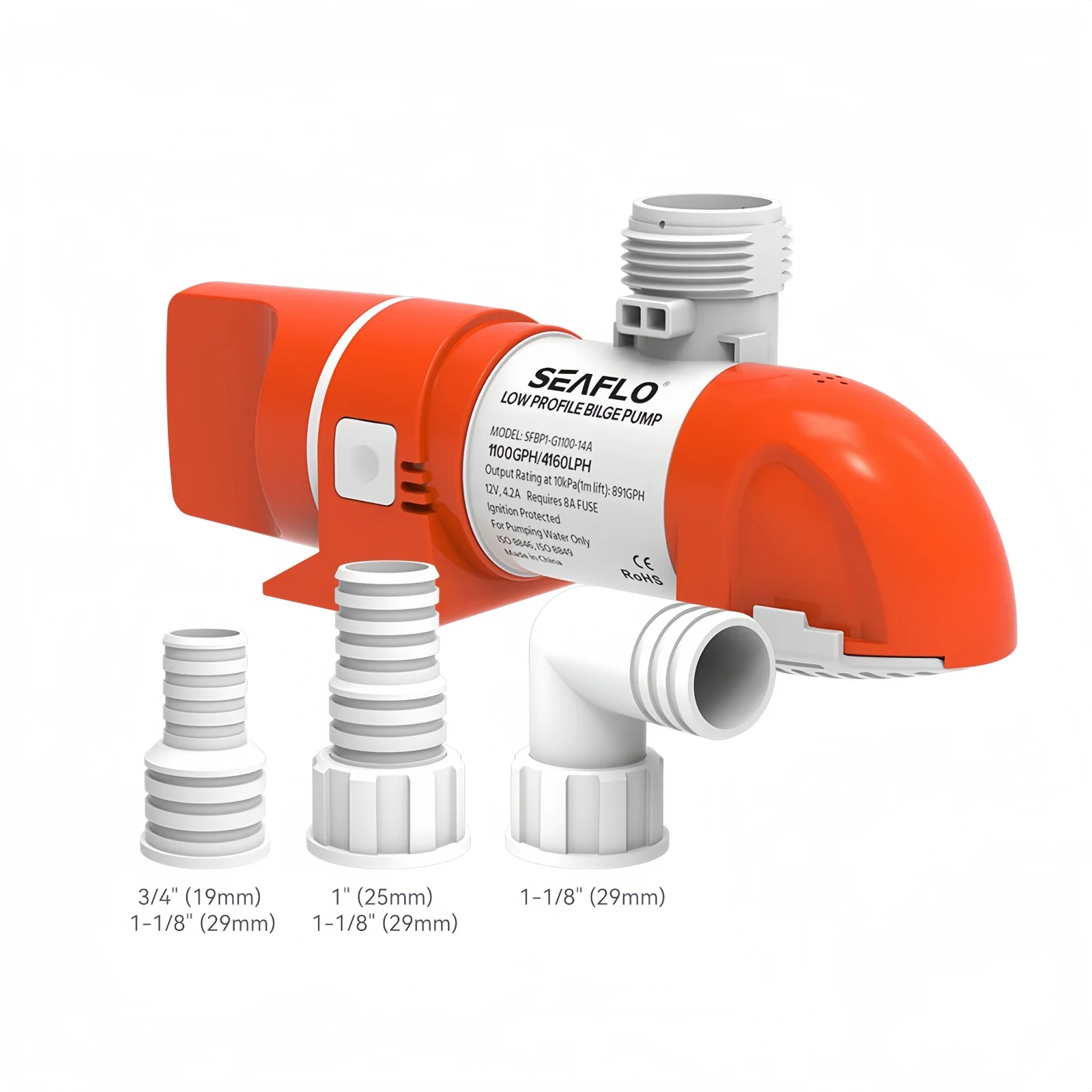 Seaflo Boat Water Pump Yacht Narrow Horizontal Automatic Bilge Pump Suction Pump Induction Drainage DC 12V24V image 2