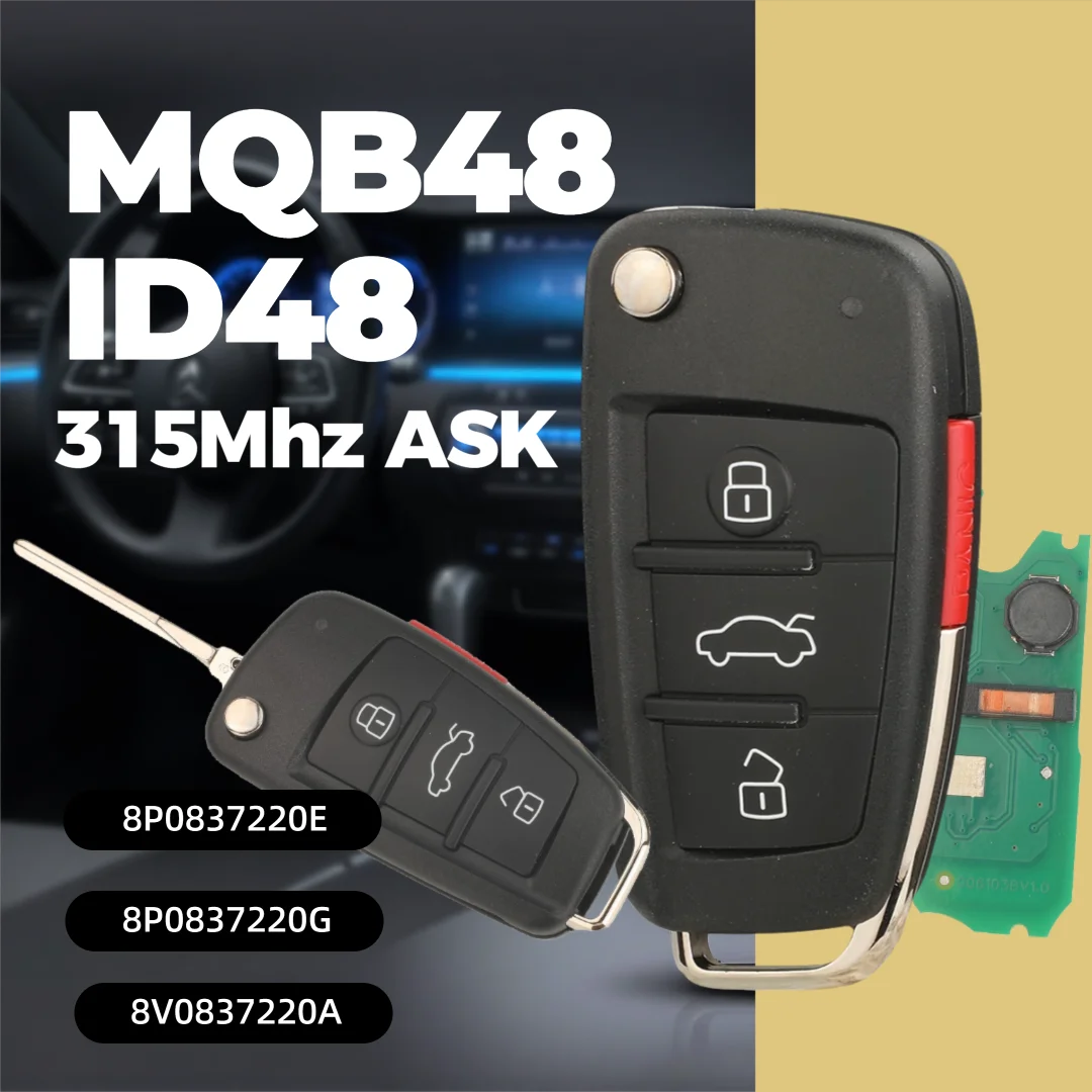 Умный дистанционный автомобильный ключ без ключа 315 МГц MQB/ID48 для Audi A3 S3 Q3 TT Megamos NBGFS12A71/NBG009272T 8P0837220E/G 8V0837220A