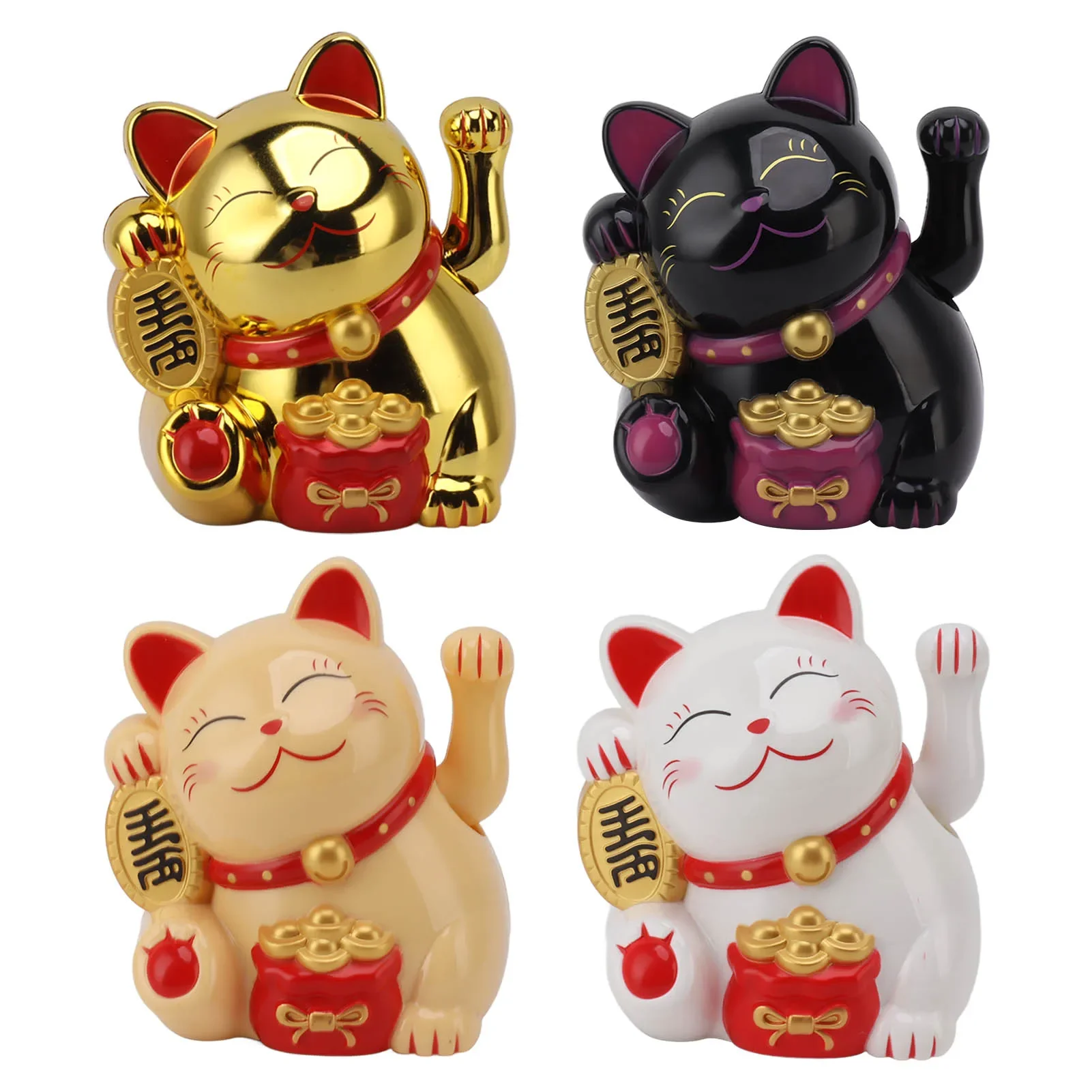 

2,5-дюймовый электрический орнамент Fortune Cat, размахивающаяся рука, статуя Lucky Cat, пластиковая скульптура кошки для домашнего стола, автомобильный декор