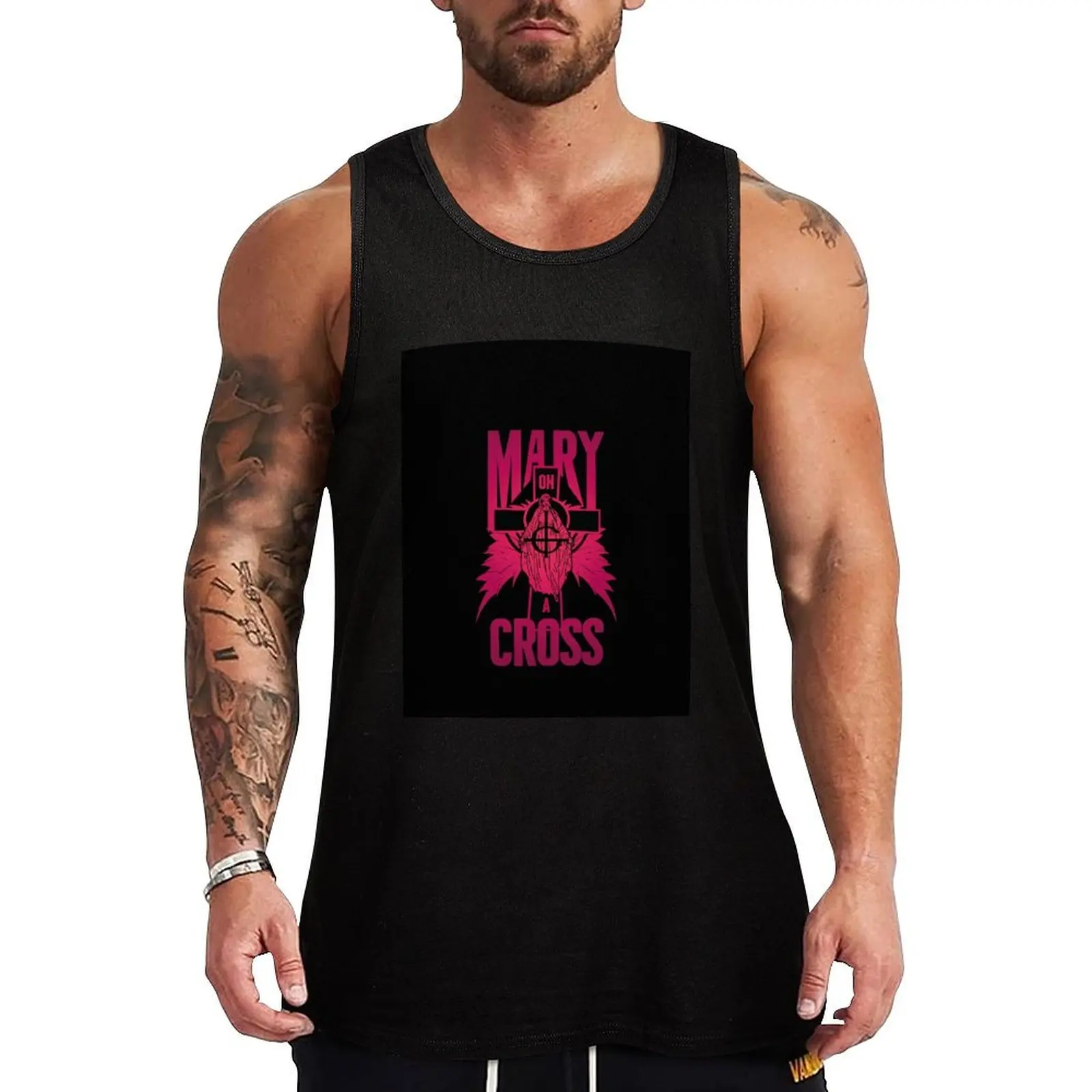 

Mary on a cross- pink Tank Top Classic Basic Tank Top Regular Fit Casual Sleeveless