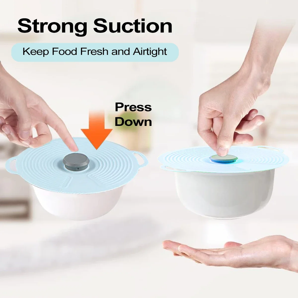 أغطية سيليكون لوعاء قابلة لإعادة الاستخدام أغطية شفط مختومة تناسب أكواب الأطباق أطباق المقالي تخزين المواد الغذائية أدوات المطبخ