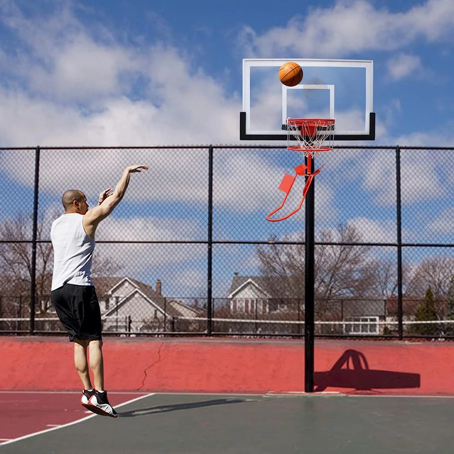 Perlengkapan Latihan Lempar Bola Basket dengan Ring Pengembalian Bola dari Baja Tahan Lama
