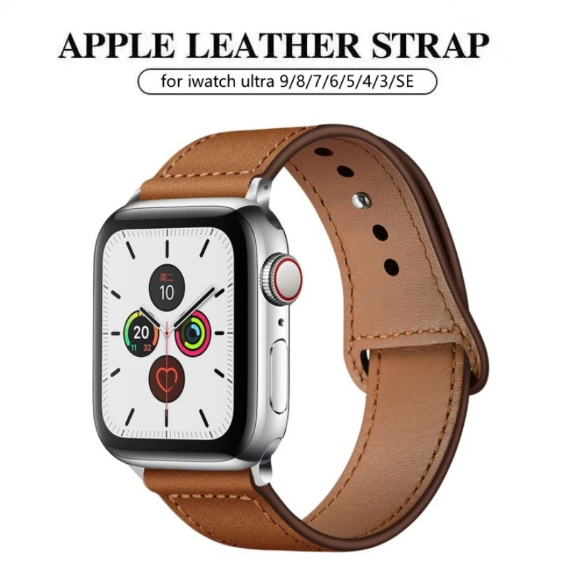 Кожаный ремешок для часов Apple Watch Band Ultra 49 мм 46 45 44 42 38 40 41 мм Браслет correa iWatch серии 10 9 8 7 6 5 4 SE