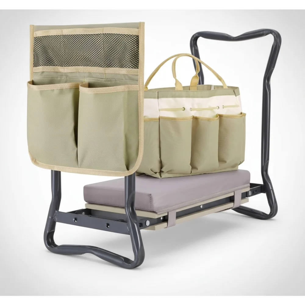 

2-in-1 Foldable Garden Kneeler Seat with Soft Pad & Tool Storage, Heavy Duty Stool for Seniors Women Men