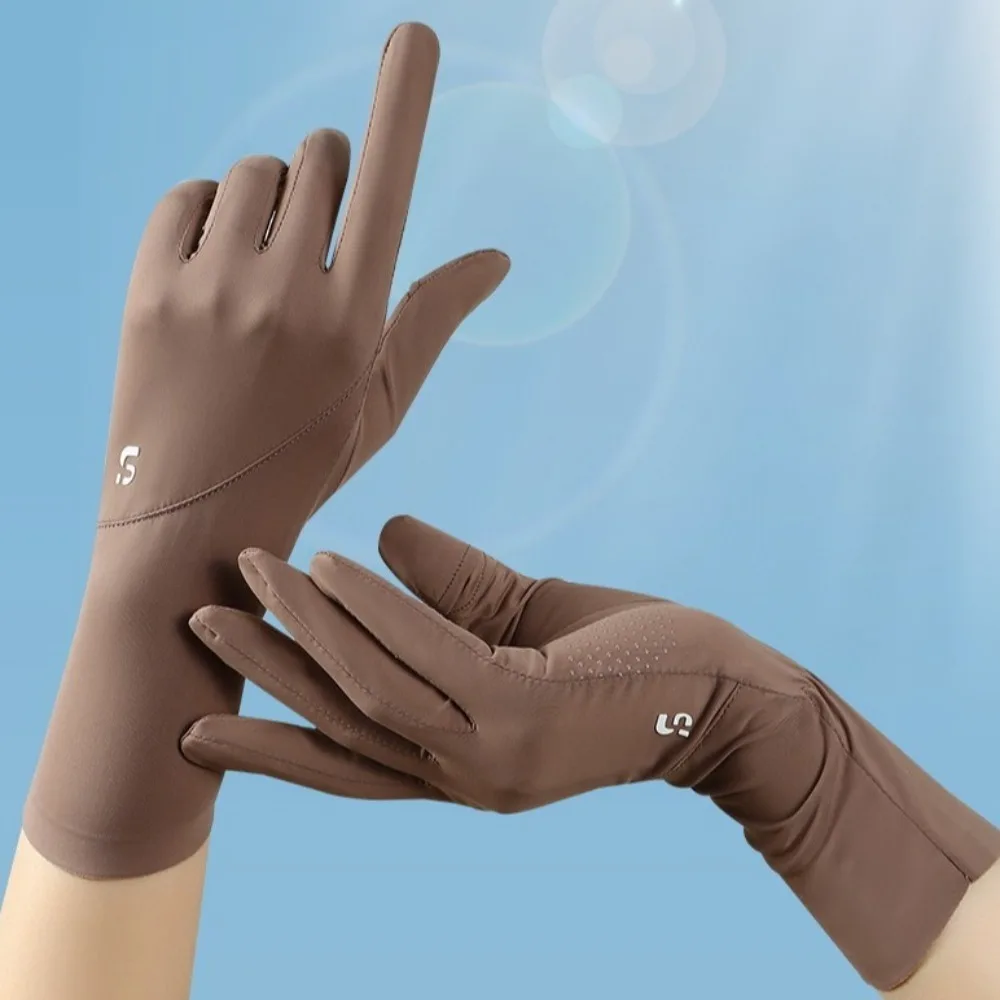 

New Touch Screen Ice Silk Gloves Flip Anti-UV Riding Driving Gloves Breathable Highly Elastic Sunscreen Gloves Summer