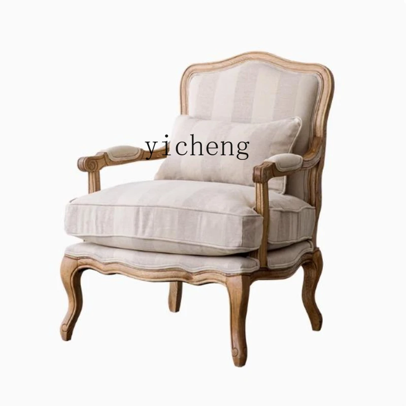 TQH Simple European Retro American Country Single Sofa Chair Princess Chair All Solid Wood Salad Chair