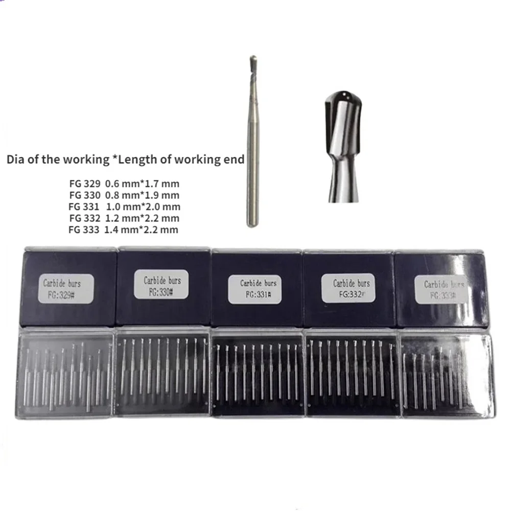 Dental Tungsten Carbide Burs  Polishing Carbide Drill Bit for High Speed Handpiece 5Size FG- 329,FG-330,FG-331,FG-332,FG-333