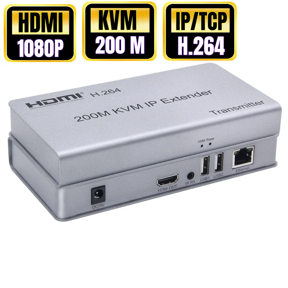 200M HDMI KVM IP Extender Over RJ45 Ethernet Cat5e Cat6 Cable HDMI