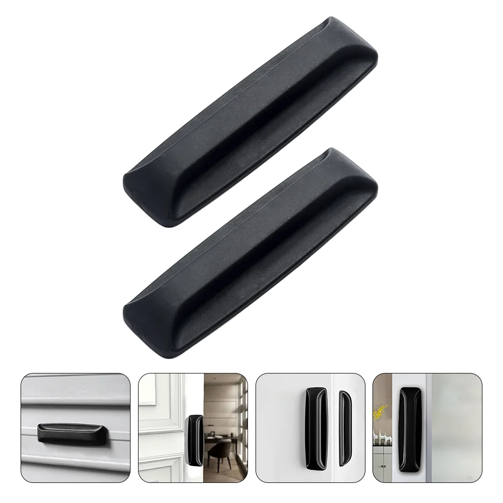 2 Pcs Kitchen Cabinets Sticky Handle Window Knob Drawer Pulls Mini Self-stick Door Black