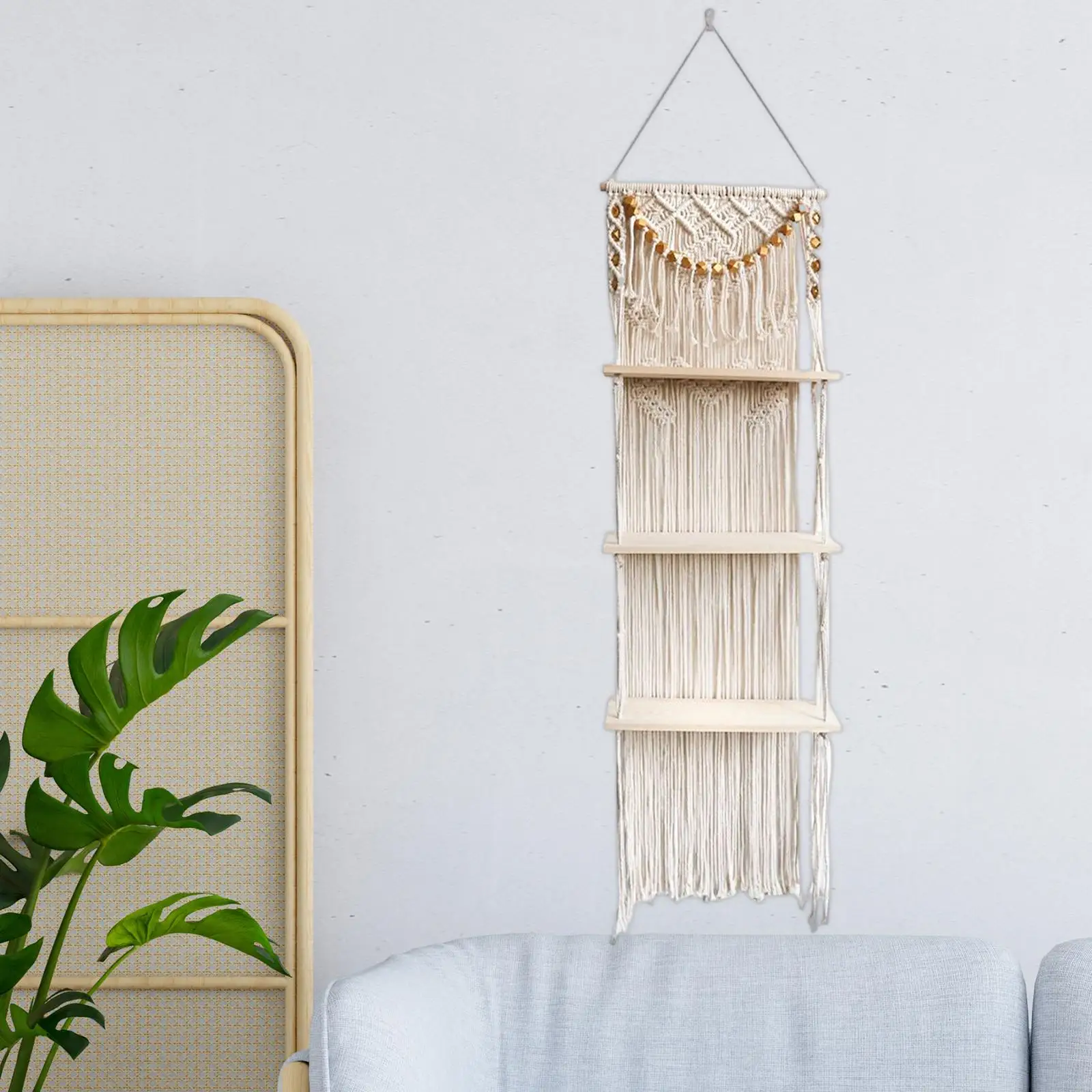 Macrame Wall Hanging Shelf Storage Organizer Aesthetic Tapestry Hanger for Home Decor