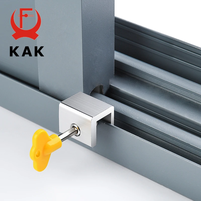 KAK Adjustable Window Lock Stopper Safety Locks for Kids and Pets Anti-theft Door Lock Non Punch Sliding Window Lock Hardware