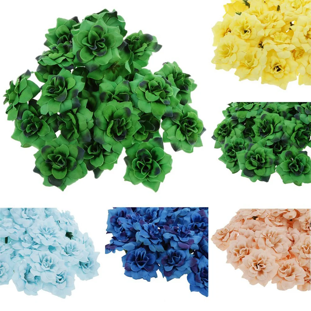 

50Pcs Silk Flower Heads Beautiful Elegance Embellishing Clips Hats Clothes Scrapbook Cards Albums Bows Projects