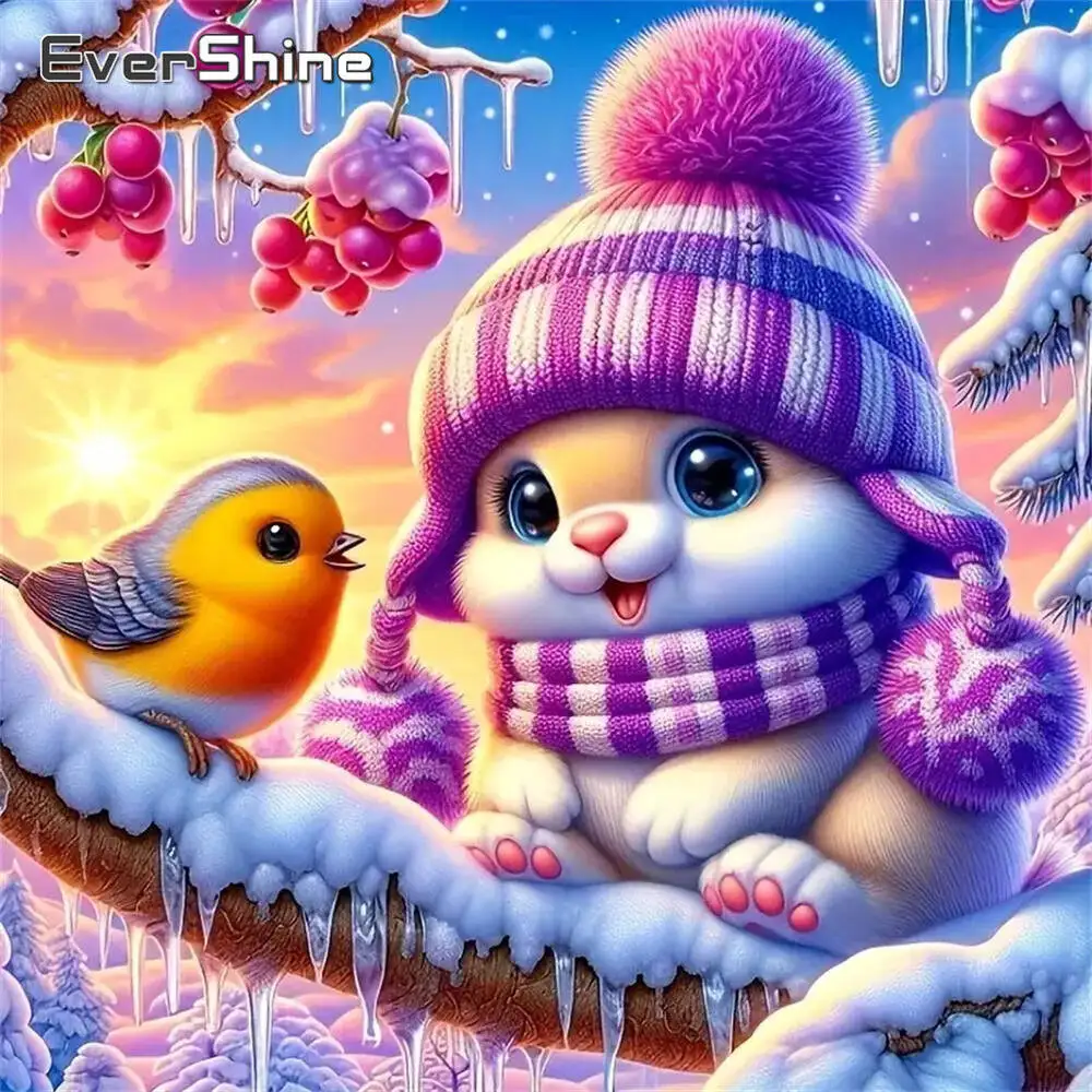 

Evershine New Arrival Diamond Painting Rabbit Animal Winter Cross Stitch Kits Art Diamond Mosaic Bird DIY Handmade Hobby