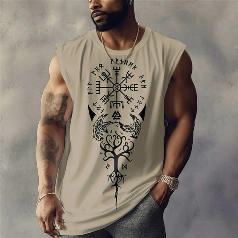 Men\'s Vest Top Sleeveless T Shirt for Man Graphic Animal Crew Neck Clothing Apparel 3D Print Daily Sports Sleeveless Print