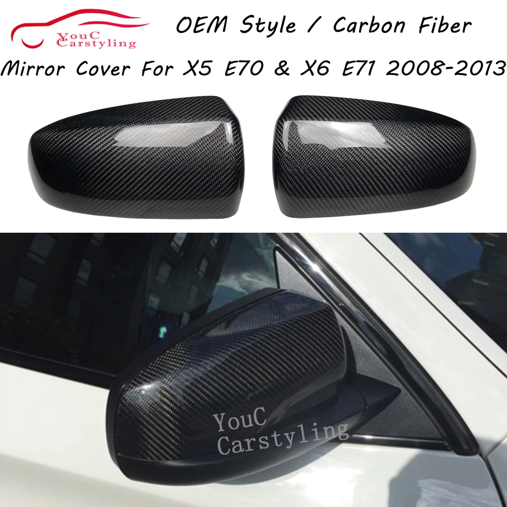 

E70 E71 Carbon Fiber Replacement Style Side Door Mirror Covers for BMW X5 X6 2008-2013 Rear View Mirror Caps