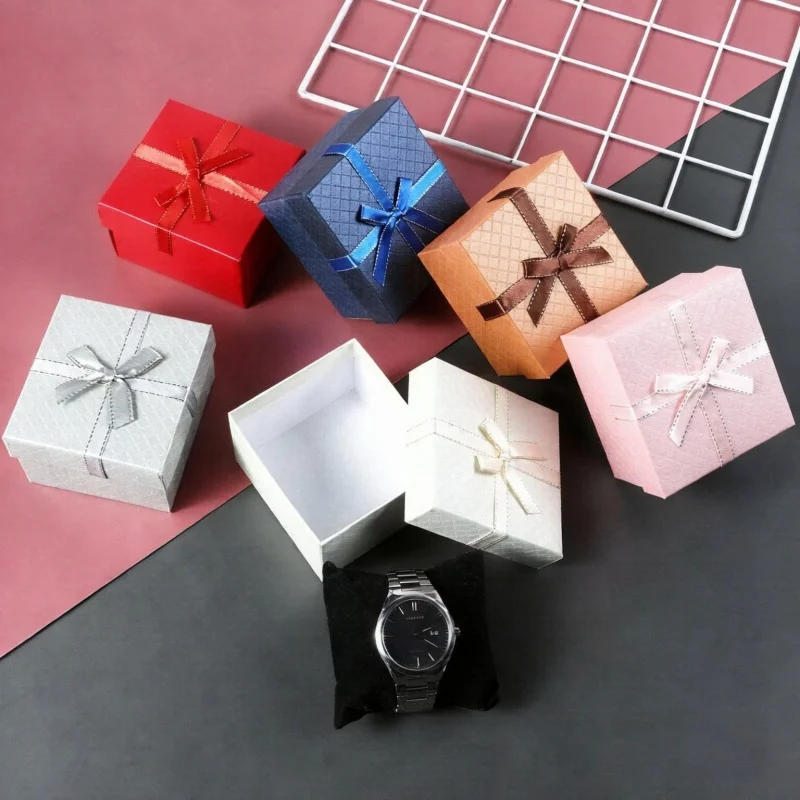 Luxury Embossed Gift Box Watch Bracelet Jewelry Bowknot Design Multi-purpose Valentine Birthday Present Packaging