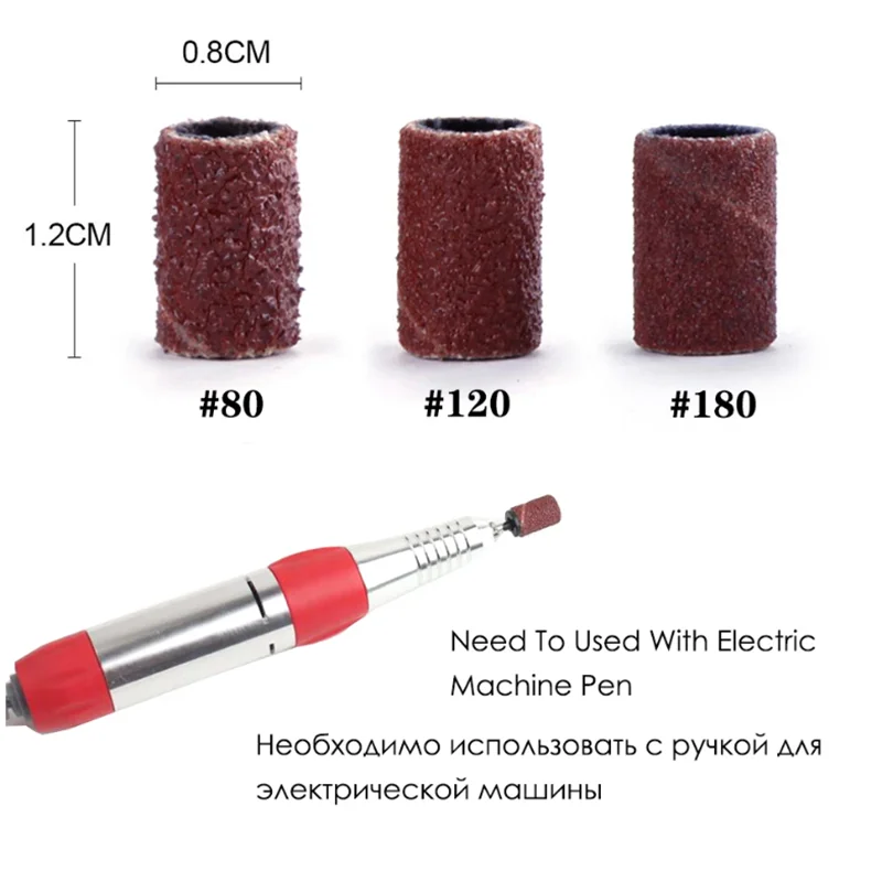 100/50-teilige Schleif kappen bänder für elektrische Maniküre-Maschine 180/120/80 Körnung Nagel bohrer Schleif bohrer Feilen Pediküre-Werkzeugs atz bend261
