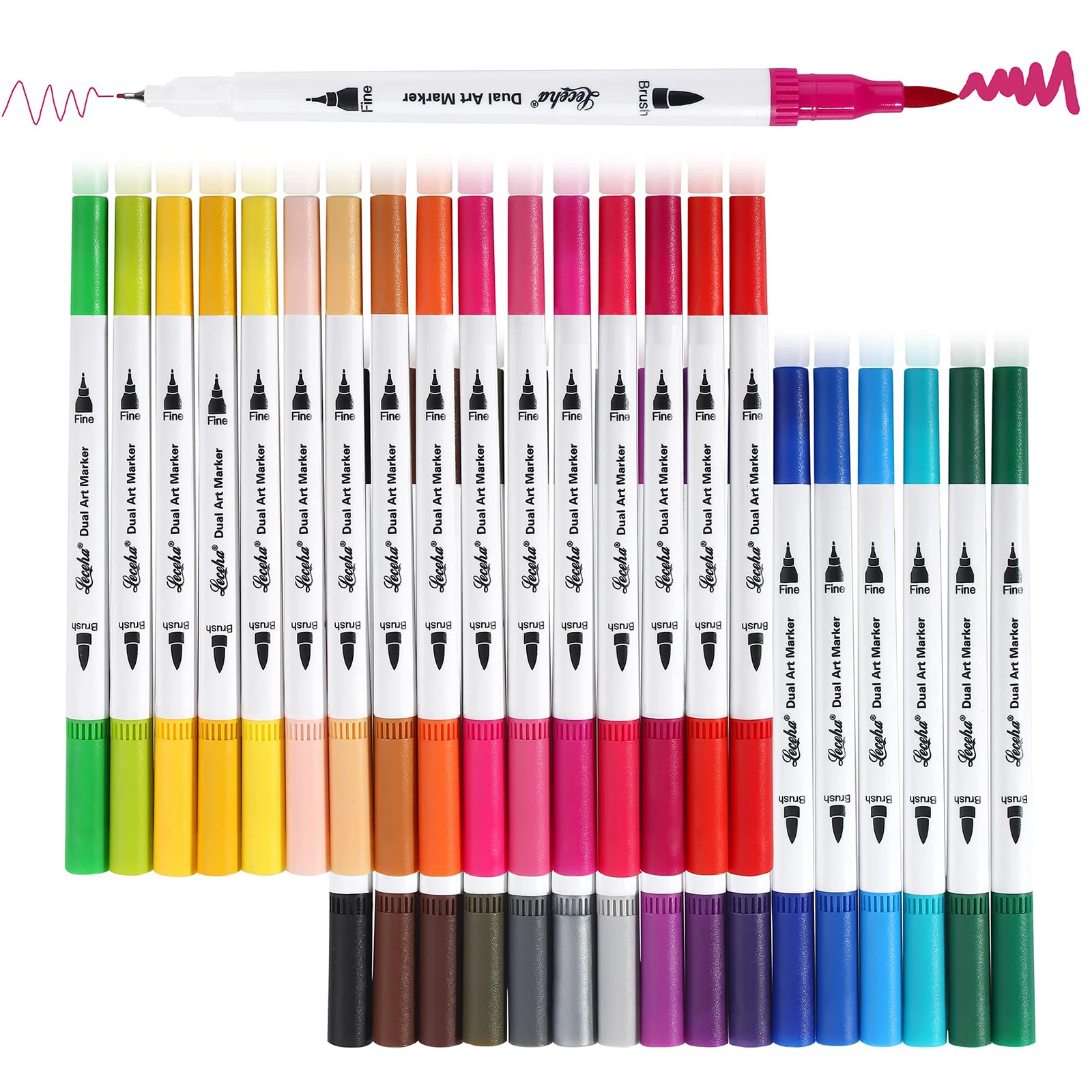 Kit de Canetas Coloridas com Ponta Dupla e Pincel Ideal para Lettering, Trabalhos Escolares e Desenho