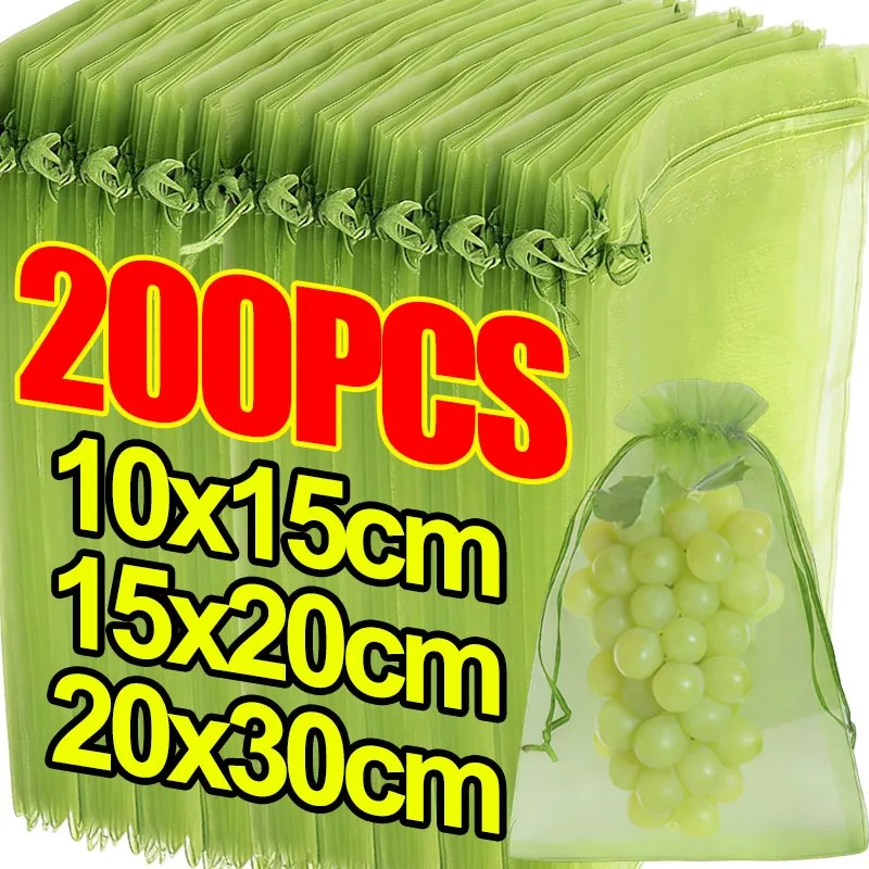 10-200Pcs Fruit Protection Netting Bags Plant Grow Bags Garden Anti-Bird Mesh Bag Vegetable Strawberry Grape Cover Garden Tools