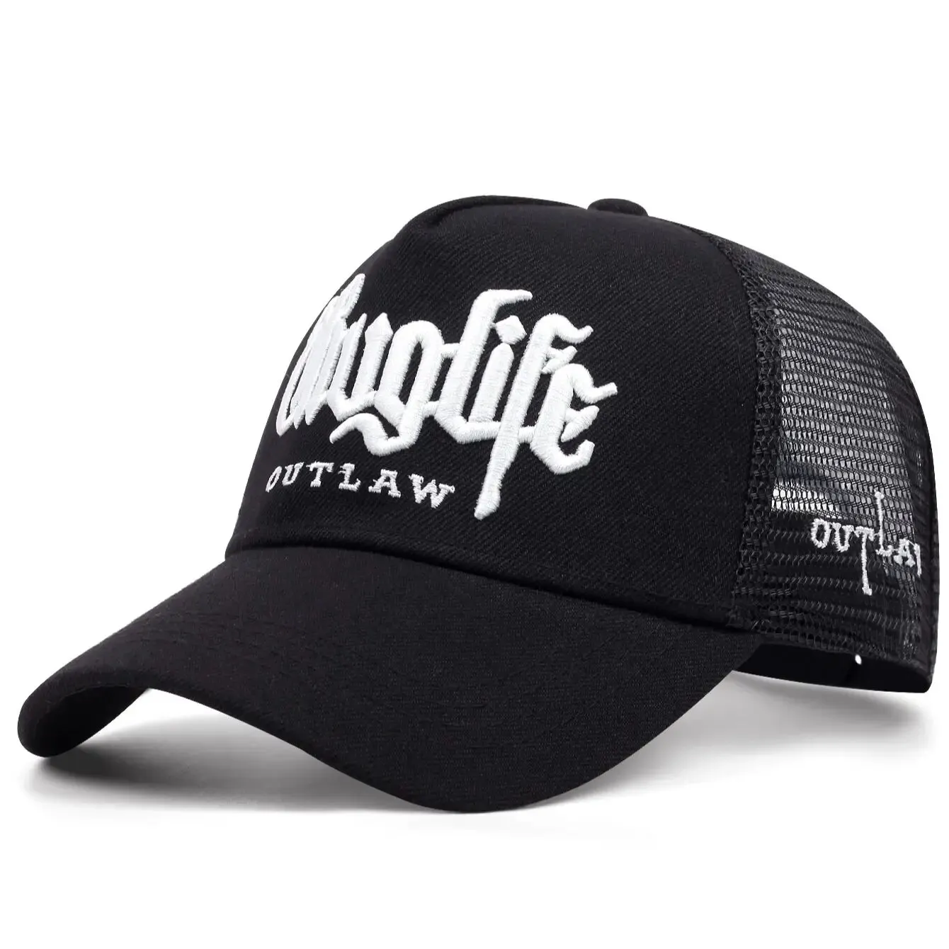 2024 New Gothic Thug Life Letter Embroidered Men's Unisex Style Curved Eaves Adjustable Buckle Baseball Hat Adjustable