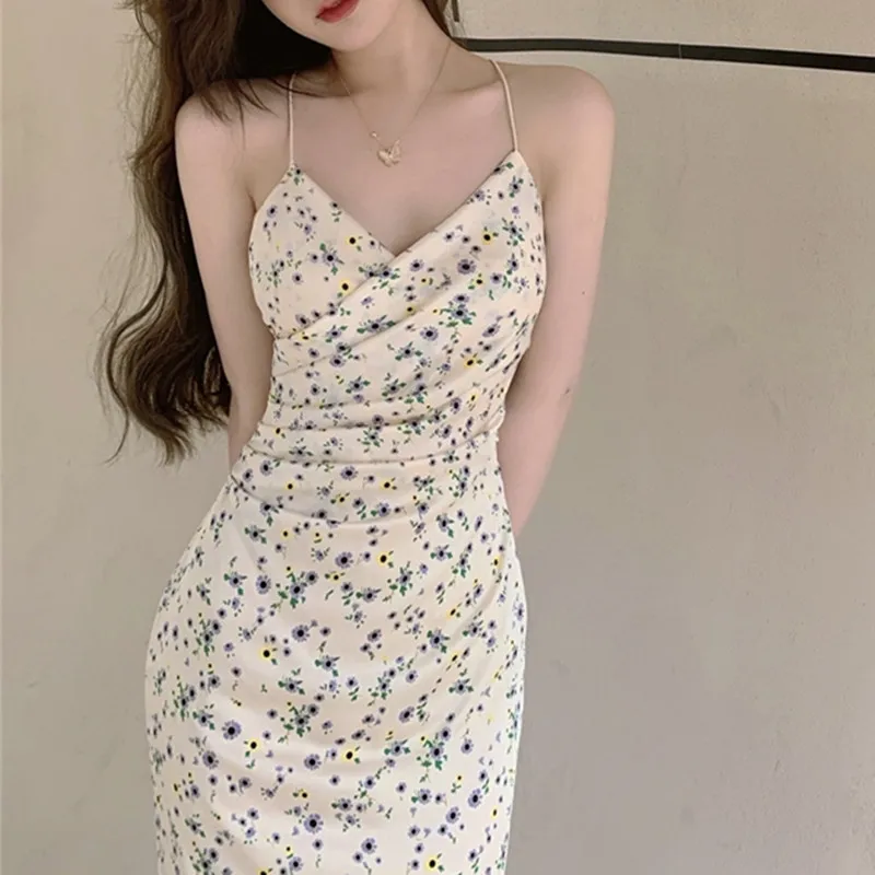 2024 Sexy Elegant Floral Dress Female Summer Lady Slim Refreshing Comfortable Printing Sling All-match Affordable Slip Dress