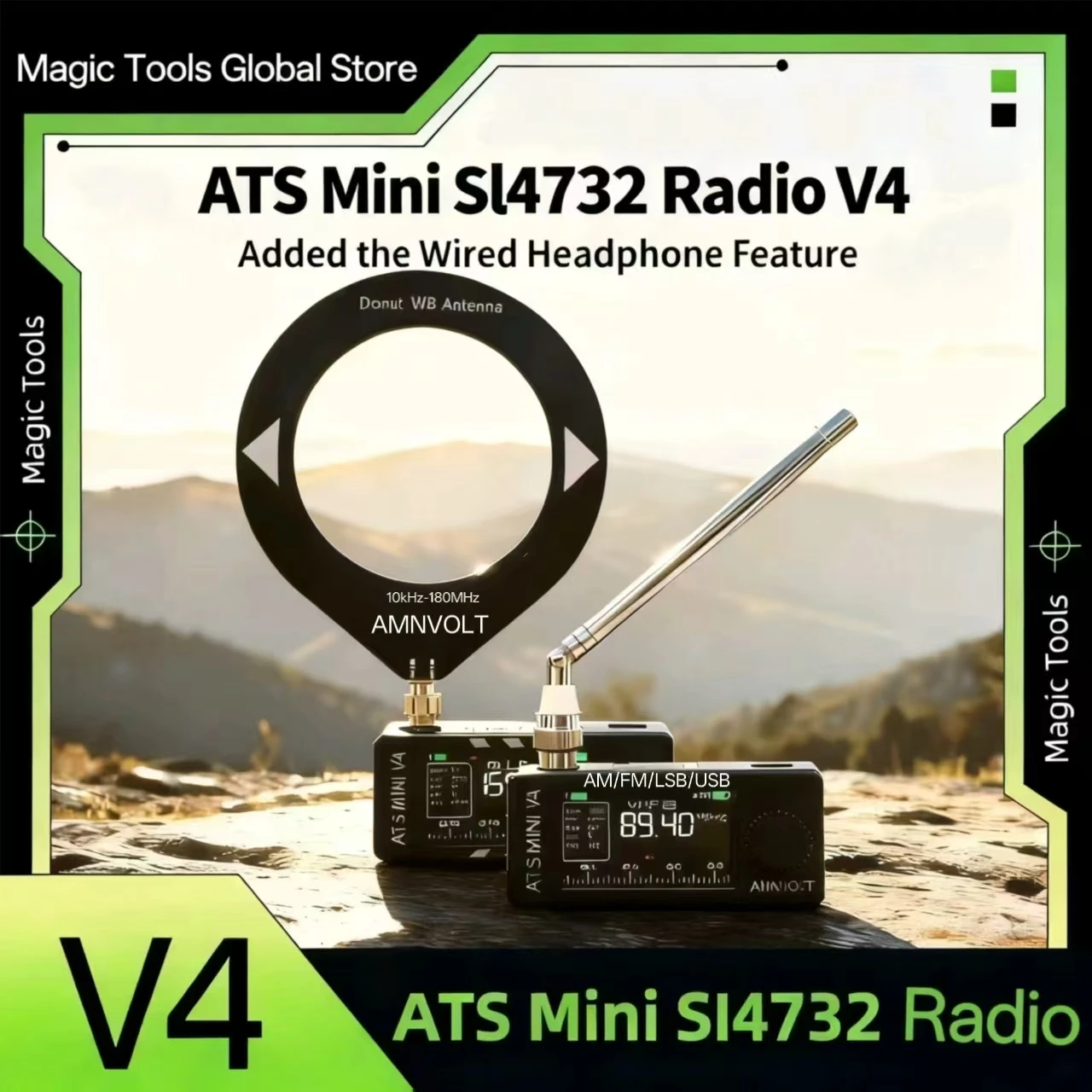 AMNVOLT V4 ATS MINI SI4732 راديو جميع الموجات DSP راديو FM AM SSB LSB USB استقبال مع ميزة سماعة الرأس السلكية المضافة #1