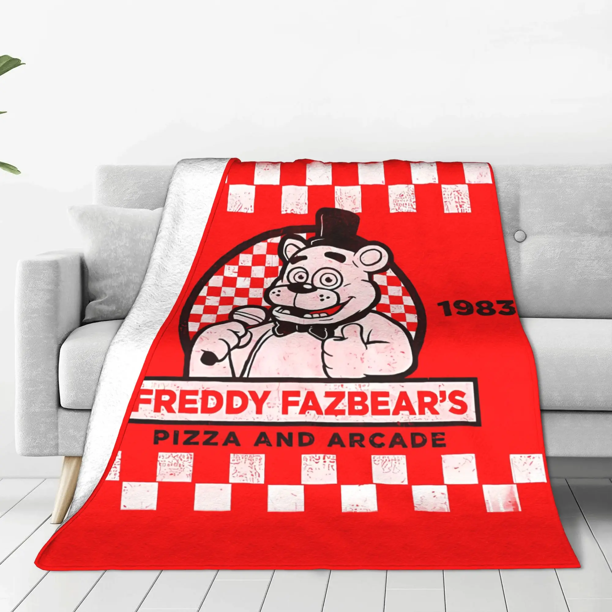 1PC Home Cute Room Decor Pizza And Arcade Blanket Throw Blanket F-FNAFS Novelty Warm Blanket All Season