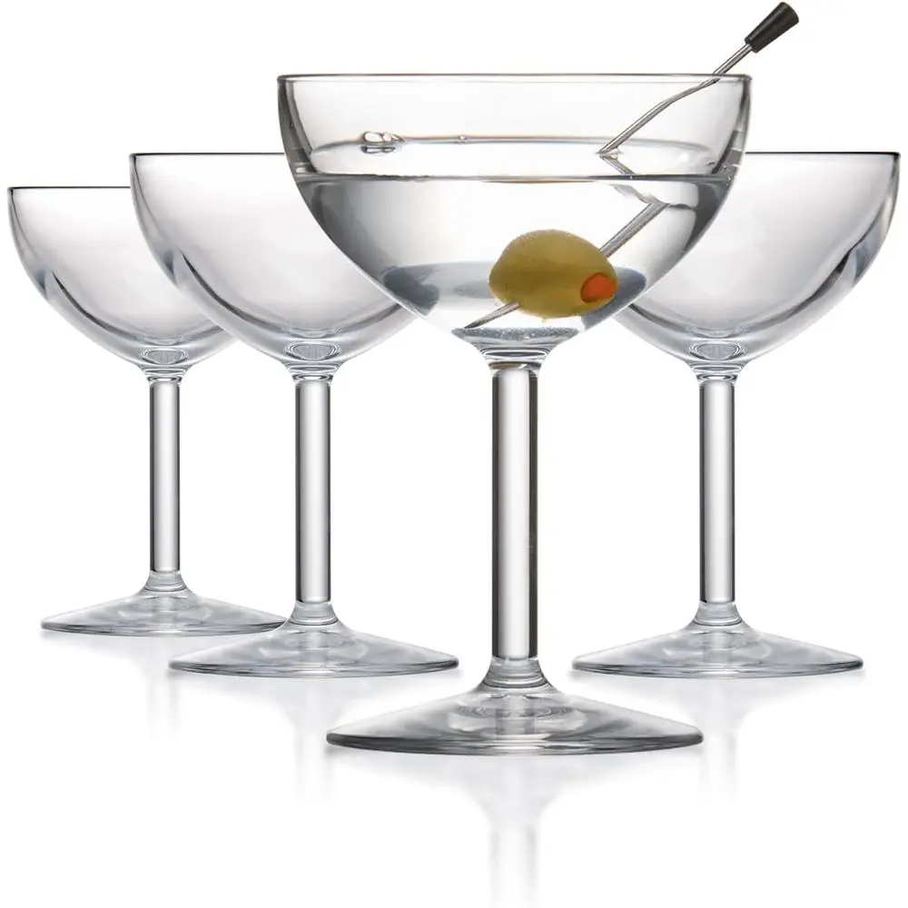 

Unbreakable Coupe Champagne Glasses Set of 4, 8oz Classic Reusable, Clear