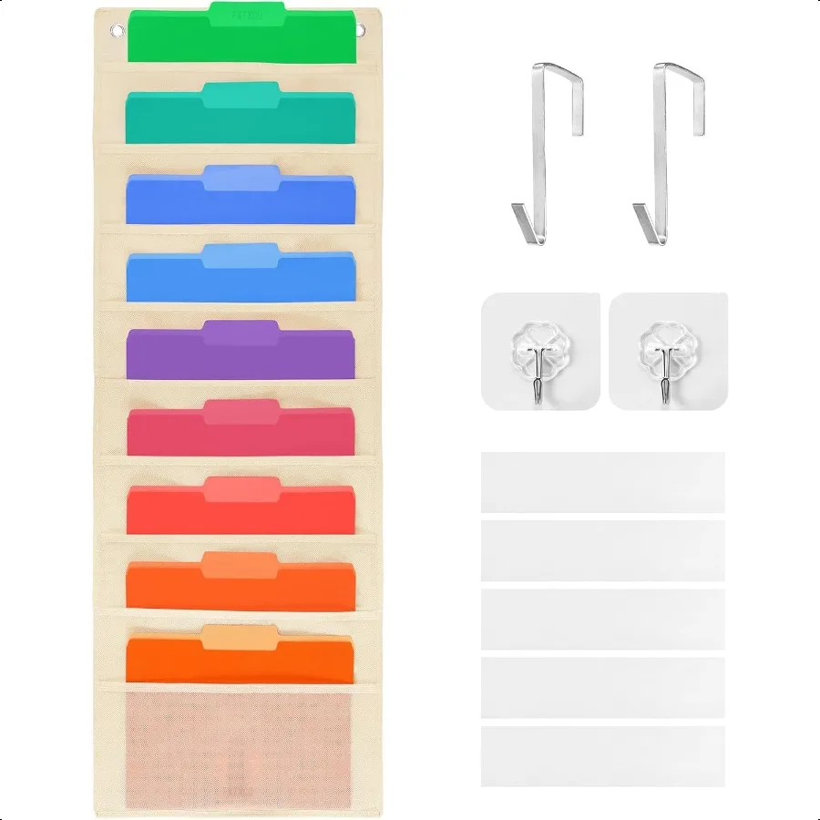 

Hanging Wall Mount File Organizer Paper Folder Holder Cabinet Document Organization Storage Center Pocket Chart for Office Clas